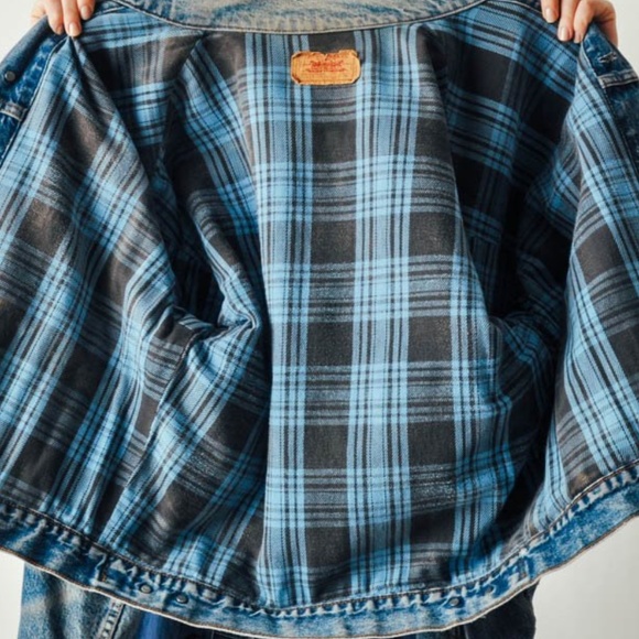 blue jean jacket with flannel lining